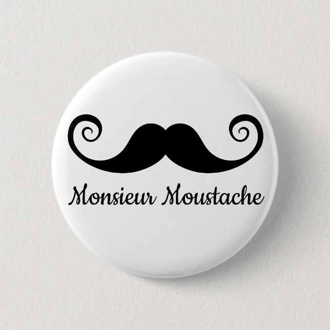 Badge Rond 5 Cm Conception de Monsieur Mustache avec la moustache (Devant)