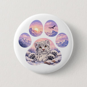 Badge Rond 5 Cm Conception de montagne de patte de léopard des nei