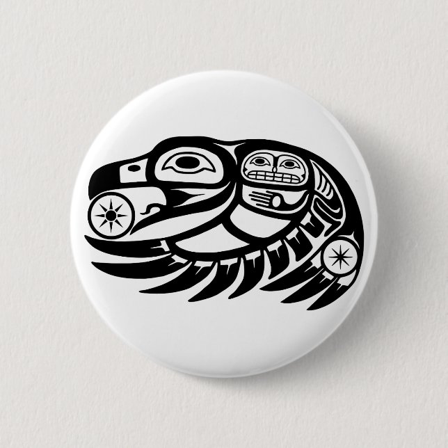 Badge Rond 5 Cm Conception de Natif américain de Raven (Devant)