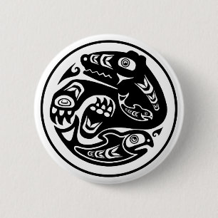 Badge Rond 5 Cm Conception de Natif américain d'ours et de
