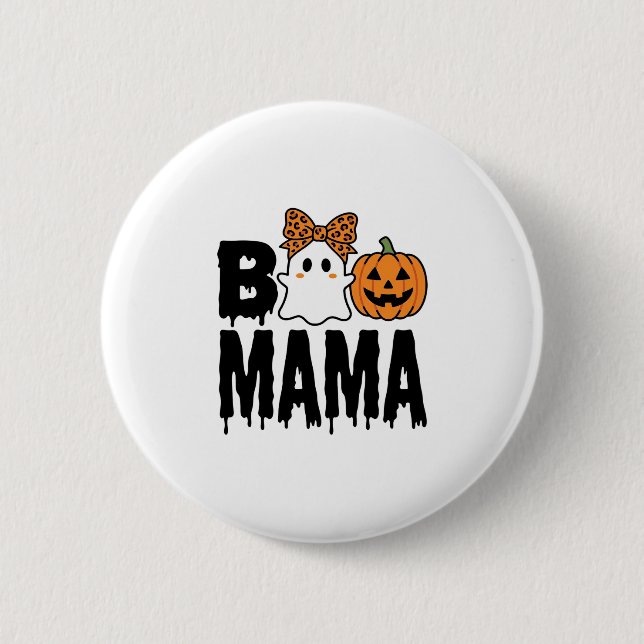Badge Rond 5 Cm Conception de noeud de fantôme de pumpkin de Maman (Devant)