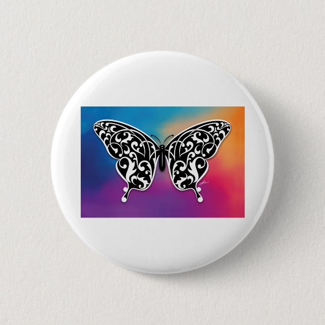 Badge Rond 5 Cm Conception de papillon avec des couleurs de couche (Devant)