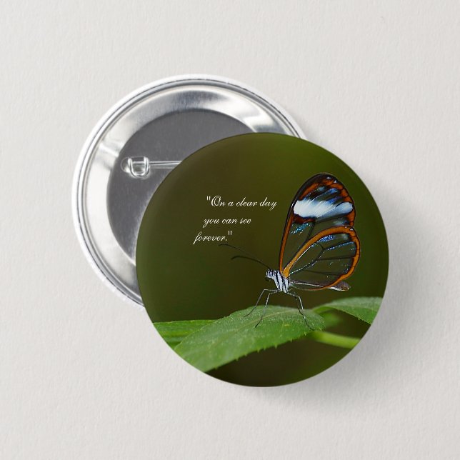 Badge Rond 5 Cm Conception de papillons en verre "On a Clear Day" (Devant & derrière)