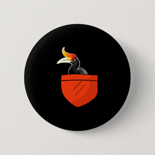 Badge Rond 5 Cm Conception de performance d'oiseau de rhinocéros d (Devant)