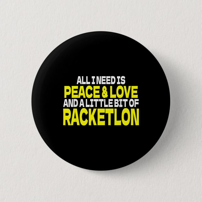 Badge Rond 5 Cm Conception de Racketlon de dicton de Paix Amour Jo (Devant)