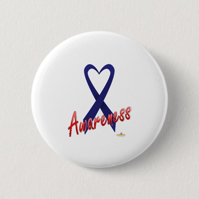 Badge Rond 5 Cm Conception de sensibilisation au ruban bleu foncé (Devant)