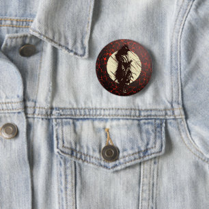 Badge Rond 5 Cm Conception de silhouette de guerrier samouraï supe