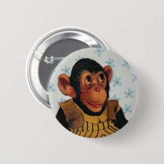 Badge Rond 5 Cm Conception de singe vintage vieille poupée en papi
