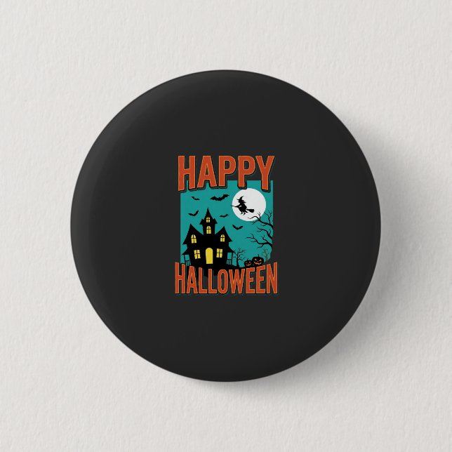 Badge Rond 5 Cm Conception de sorcière de maison hantée Halloween  (Devant)