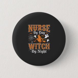 Badge Rond 5 Cm Conception de sorcière infirmière Halloween (2)