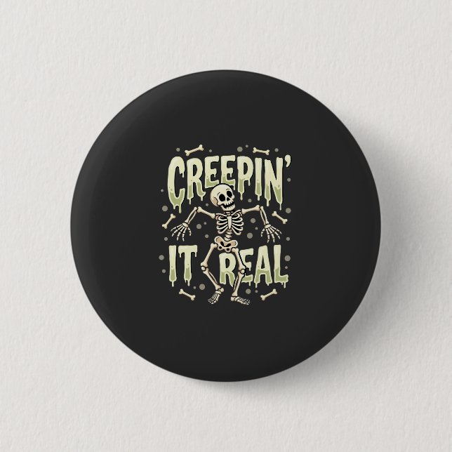 Badge Rond 5 Cm Conception de squelette dansant Halloween Creepin  (Devant)
