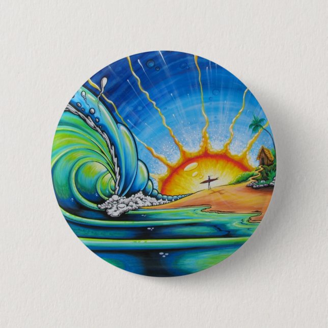 Badge Rond 5 Cm Conception de surfer (Devant)