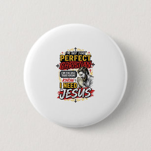 Badge Rond 5 Cm Conception de T-Shirt chrétien Vintage I Need Jesu