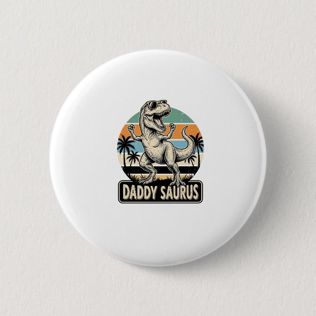 Badge Rond 5 Cm Conception de t-shirt de dinosaure rétro Daddy Sau (Devant)