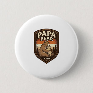 Badge Rond 5 Cm Conception de t-shirt ours gravure vintage Papa Be
