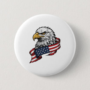 Badge Rond 5 Cm Conception de T-shirt patriotique avec aigle gravé