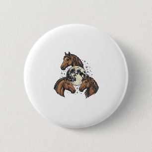 Badge Rond 5 Cm Conception de T-Shirt Vectoriel Cheval Lune Gravée
