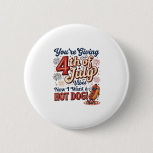 Badge Rond 5 Cm Conception de T-shirt vintage hot dog drôle du 4 j