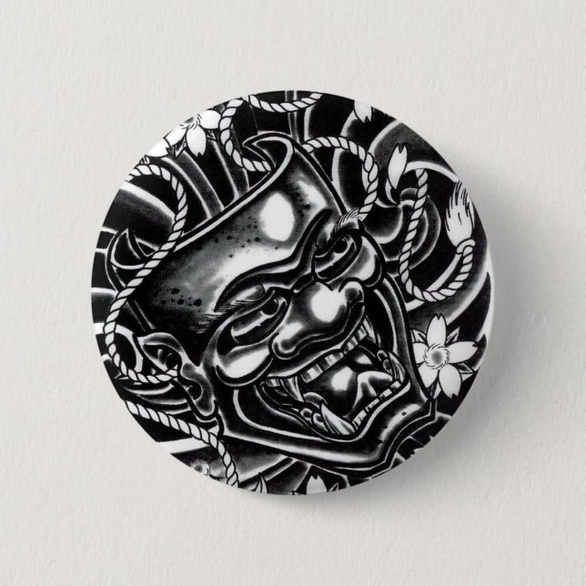 Badge Rond 5 Cm Conception de tatouage Hannya Mask (Devant)