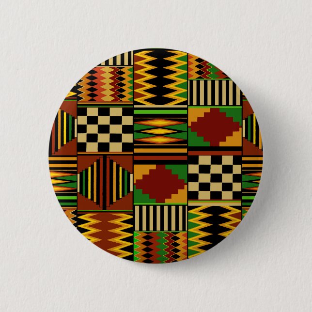 Badge Rond 5 Cm Conception de tissu Kente royal africain (Devant)