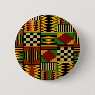 Badge Rond 5 Cm Conception de tissu Kente royal africain