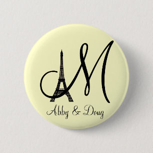 Badge Rond 5 Cm Conception de Tour Eiffel de monogramme de