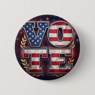Badge Rond 5 Cm Conception de typographie de drapeau américain VOT