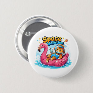 Badge Rond 5 Cm Conception de vacances de chat spatial Kawaii