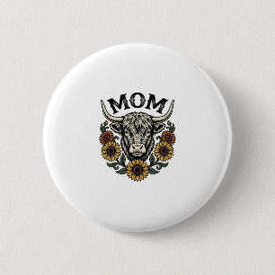 Badge Rond 5 Cm Conception de vache des Highlands Maman Vintage To