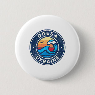 Badge Rond 5 Cm Conception de vagues nautiques vintage d'Odesa Ukr