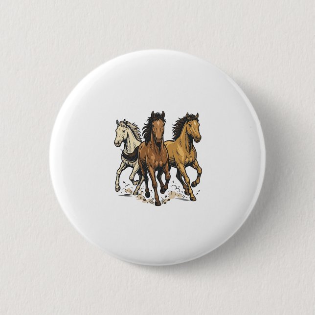 Badge Rond 5 Cm Conception de vecteur d'art de chevaux de course v (Devant)