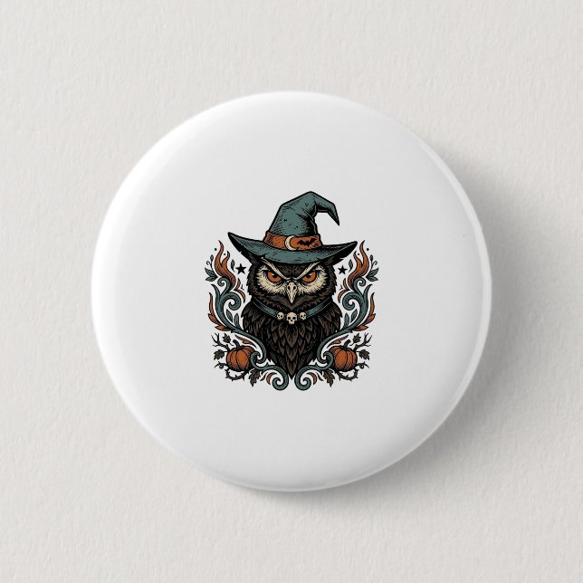 Badge Rond 5 Cm Conception de vecteur de chapeau de sorcière de hi (Devant)