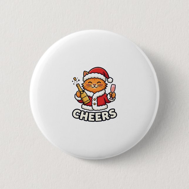 Badge Rond 5 Cm Conception de vecteur de chat de Noël Cheers (Devant)