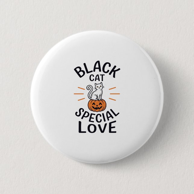 Badge Rond 5 Cm Conception de vecteur de chat noir d'amour spécial (Devant)
