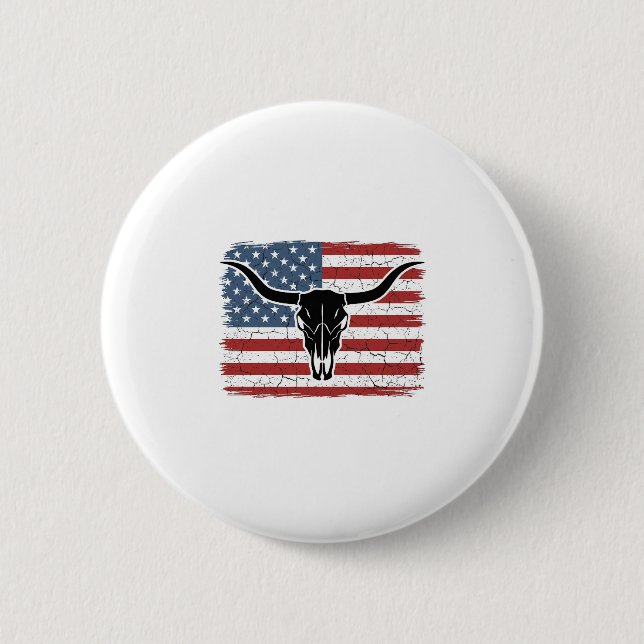 Badge Rond 5 Cm Conception de vecteur de drapeau américain de crân (Devant)