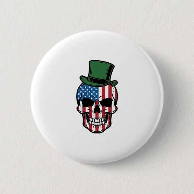 Badge Rond 5 Cm Conception de vecteur de drapeau de crâne de trèfl (Devant)