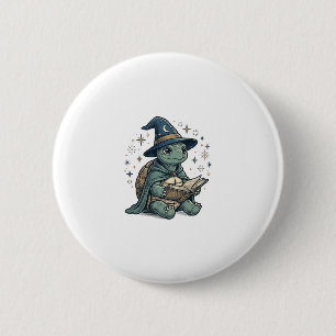Badge Rond 5 Cm Conception de vecteur de magicien de tortue mignon