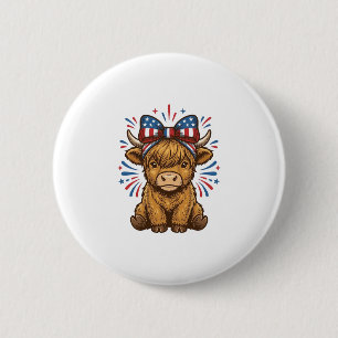 Badge Rond 5 Cm Conception de vecteur de vache des Highlands patri