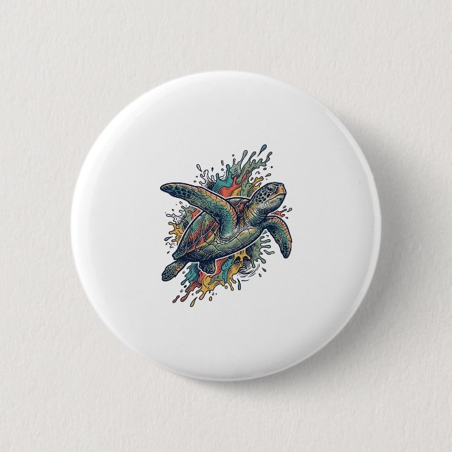 Badge Rond 5 Cm Conception de vecteur d'éclaboussure de tortue de  (Devant)
