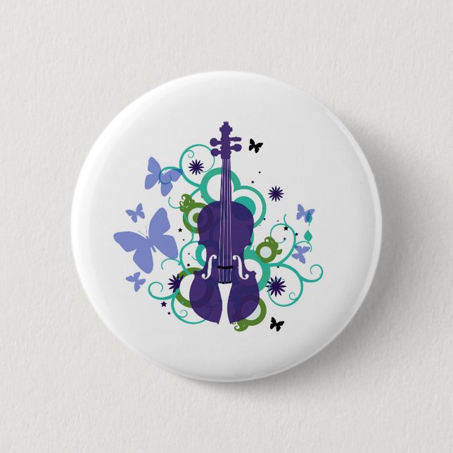 Badge Rond 5 Cm Conception de violon de ciel (Devant)
