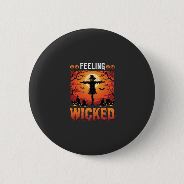Badge Rond 5 Cm Conception d'épouvantail d'Halloween qui fait mal_ (Devant)