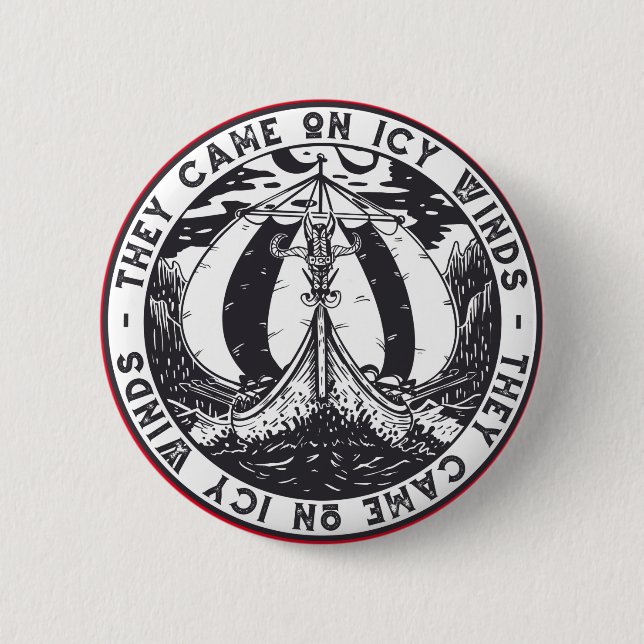 Badge Rond 5 Cm Conception d'histoire scandinave de bateau viking (Devant)