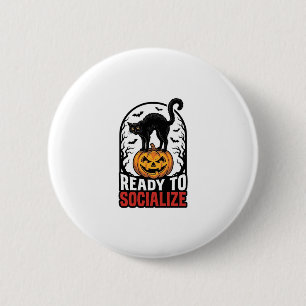 Badge Rond 5 Cm Conception d'humour de fête de chat Halloween soci