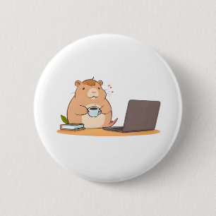Badge Rond 5 Cm Conception d'ordinateur portable de codeur de capy
