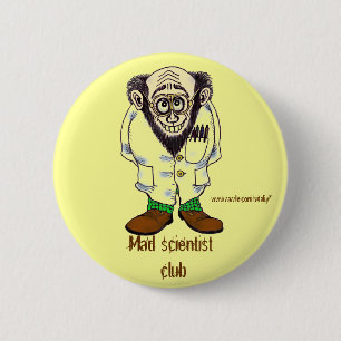 Badge Rond 5 Cm Conception drôle de bouton de scientifique fou