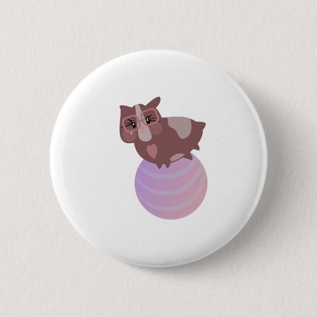 Badge Rond 5 Cm Conception drôle de fitness pour cochons d'Inde (Devant)