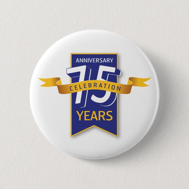 Badge Rond 5 Cm Conception du 75e anniversaire (Devant)