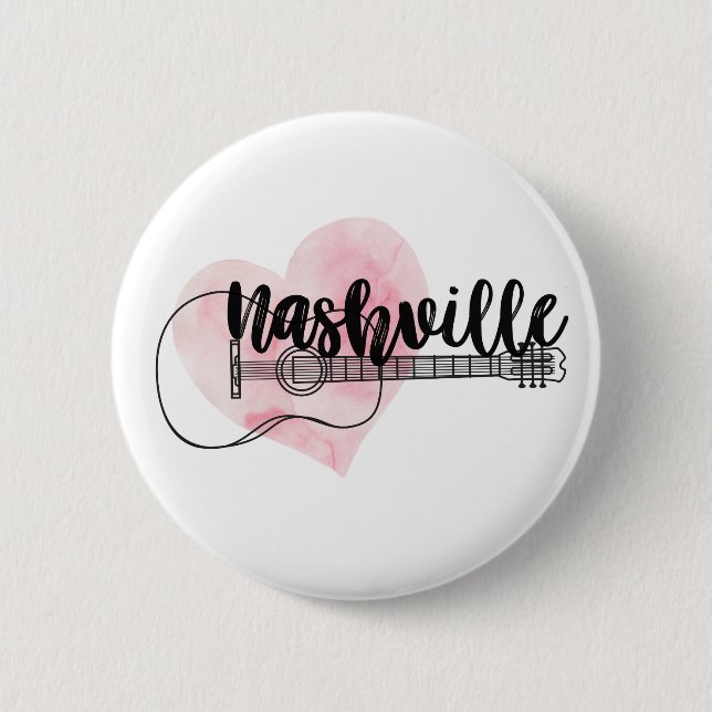 Badge Rond 5 Cm Conception du coeur de l'aquarelle de Nashville Gu (Devant)