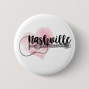 Badge Rond 5 Cm Conception du coeur de l'aquarelle de Nashville Gu