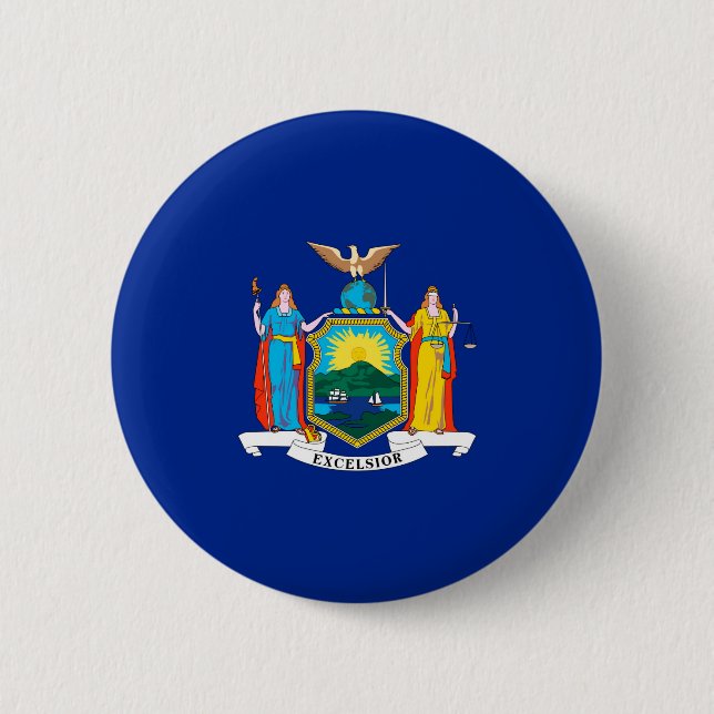 Badge Rond 5 Cm Conception du drapeau de l'État de New York (Devant)